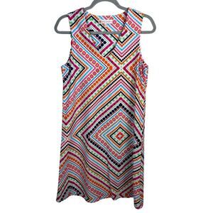 Jude Connally Jude Cloth Multi Color Printed Sheath V-Neck Tank Size Small